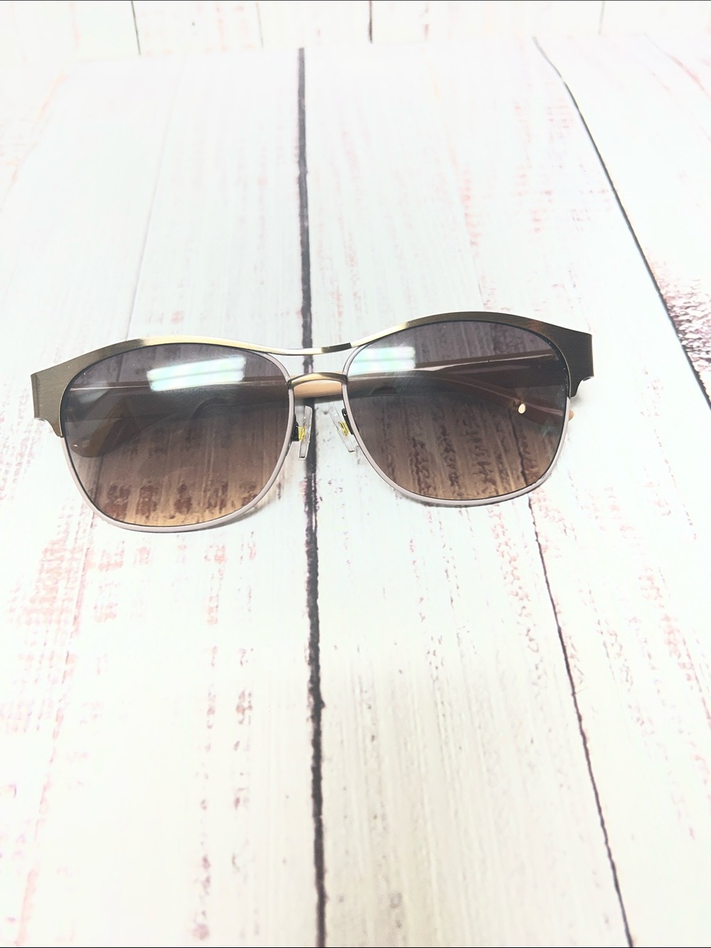 Nine West Classic Semi-Rim Clubmaster Sunglasses - Brown Gradient Lenses